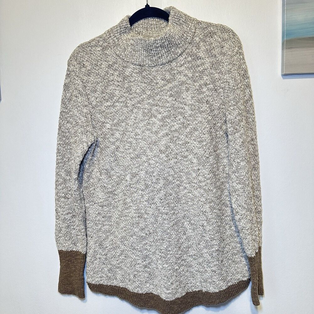 LL Bean Signature Sweater Womens S Mock Neck Linen Blend Pullover Casual